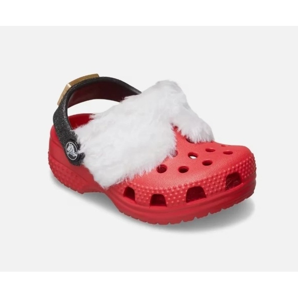 NWB Crocs Littles Santa Classic Lined Clog Toddler C2/C3 Red Christmas Fur NIB